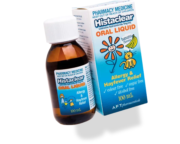 Histaclear® Oral Liquid - allergy and hay fever relief for adults and children aged 2 years and up.