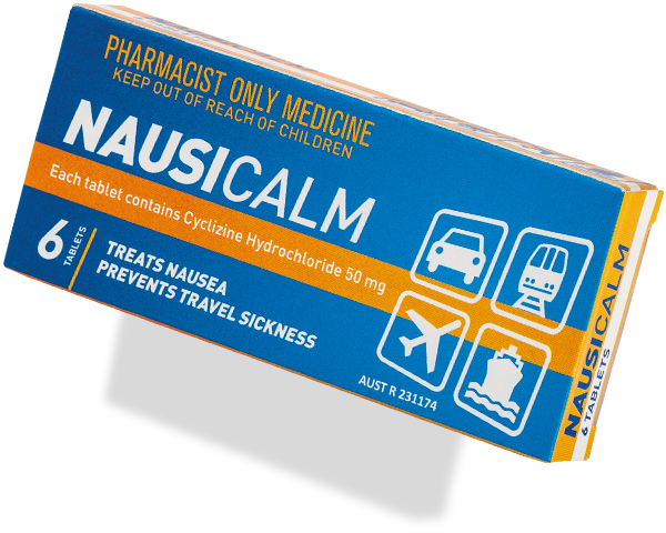 Nausicalm® tablets treat nausea and prevent travel sickness